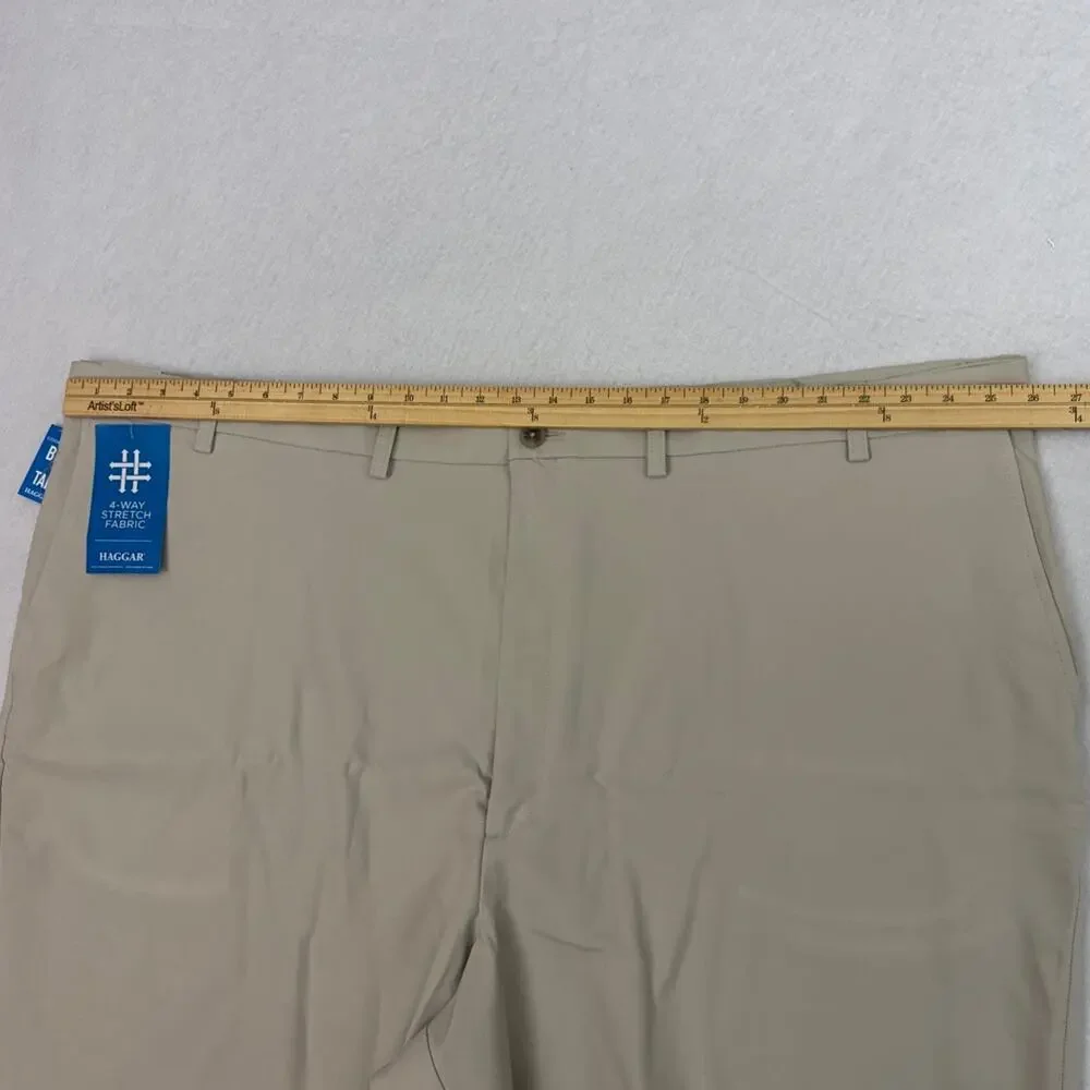 Haggar Cool 18 Pro Shorts Mens 52 Beige Stretch Golf Performance NWT